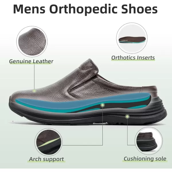 OrthoComfoot Orthopedic Leather Dress Shoes for Mens, Comfortable Arch Support Slip-Ons Loafers for Plantar Fasciitis, Orthotic Casual Walking Shoes for Foot and Heel Pain Relief