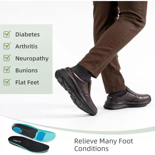 OrthoComfoot Orthopedic Leather Dress Shoes for Mens, Comfortable Arch Support Slip-Ons Loafers for Plantar Fasciitis, Orthotic Casual Walking Shoes for Foot and Heel Pain Relief