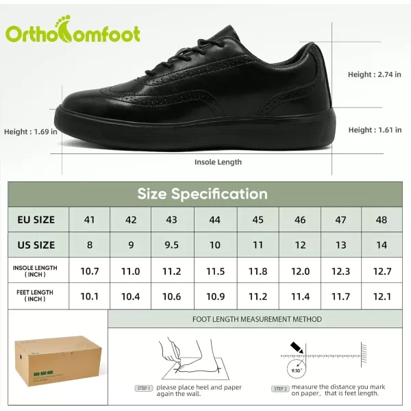 OrthoComfoot Orthopedic Leather Dress Shoes for Mens, Comfortable Plantar Fasciitis Casual Oxford with Arch Support, Durable Walking Shoes for Foot and Heel Pain Relief