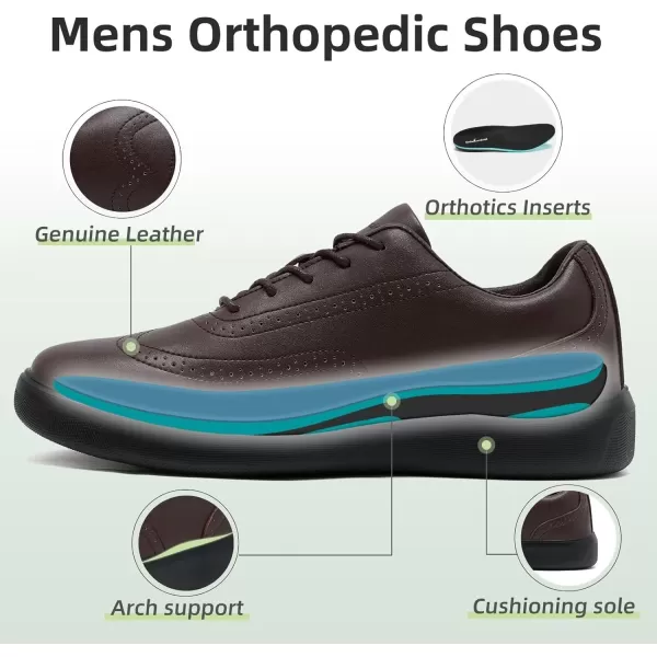 OrthoComfoot Orthopedic Leather Dress Shoes for Mens, Comfortable Plantar Fasciitis Casual Oxford with Arch Support, Durable Walking Shoes for Foot and Heel Pain Relief
