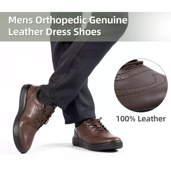OrthoComfoot Orthopedic Leather Dress Shoes for Mens, Comfortable Plantar Fasciitis Casual Oxford with Arch Support, Durable Walking Shoes for Foot and Heel Pain Relief