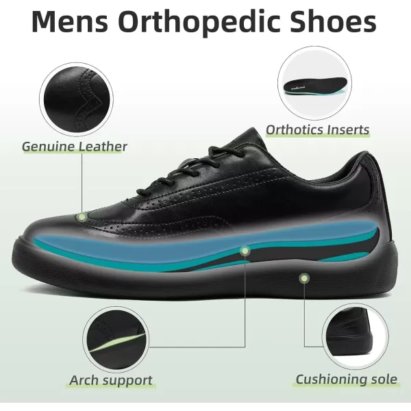 OrthoComfoot Orthopedic Leather Dress Shoes for Mens, Comfortable Plantar Fasciitis Casual Oxford with Arch Support, Durable Walking Shoes for Foot and Heel Pain Relief
