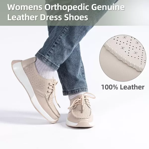 OrthoComfoot Orthopedic Leather Dress Shoes for Womens, Comfortable Plantar Fasciitis Fashion Sneakers with Arch Support, Casual Orthotic Walking Shoes for Foot and Heel Pain Relief