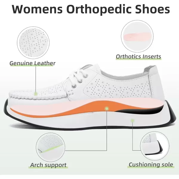 OrthoComfoot Orthopedic Leather Dress Shoes for Womens, Comfortable Plantar Fasciitis Fashion Sneakers with Arch Support, Casual Orthotic Walking Shoes for Foot and Heel Pain Relief
