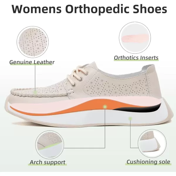 OrthoComfoot Orthopedic Leather Dress Shoes for Womens, Comfortable Plantar Fasciitis Fashion Sneakers with Arch Support, Casual Orthotic Walking Shoes for Foot and Heel Pain Relief