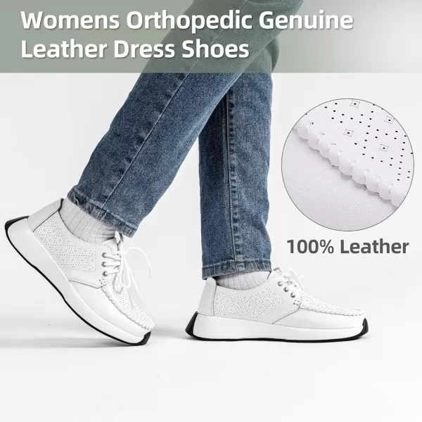 OrthoComfoot Orthopedic Leather Dress Shoes for Womens, Comfortable Plantar Fasciitis Fashion Sneakers with Arch Support, Casual Orthotic Walking Shoes for Foot and Heel Pain Relief