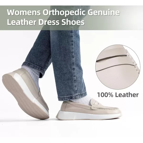 OrthoComfoot Orthopedic Slip-On Loafers for Womens, Comfortable Leather Plantar Fasciitis Loafers with Arch Support, Casual Orthotic Walking Shoes for Foot and Heel Pain Relief