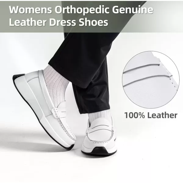 OrthoComfoot Orthopedic Slip-On Loafers for Womens, Comfortable Leather Plantar Fasciitis Loafers with Arch Support, Casual Orthotic Walking Shoes for Foot and Heel Pain Relief