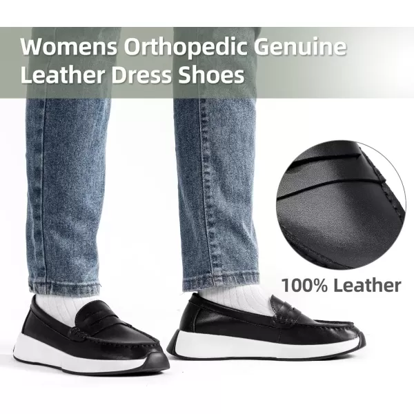 OrthoComfoot Orthopedic Slip-On Loafers for Womens, Comfortable Leather Plantar Fasciitis Loafers with Arch Support, Casual Orthotic Walking Shoes for Foot and Heel Pain Relief