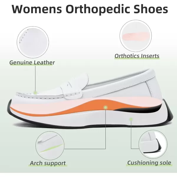 OrthoComfoot Orthopedic Slip-On Loafers for Womens, Comfortable Leather Plantar Fasciitis Loafers with Arch Support, Casual Orthotic Walking Shoes for Foot and Heel Pain Relief