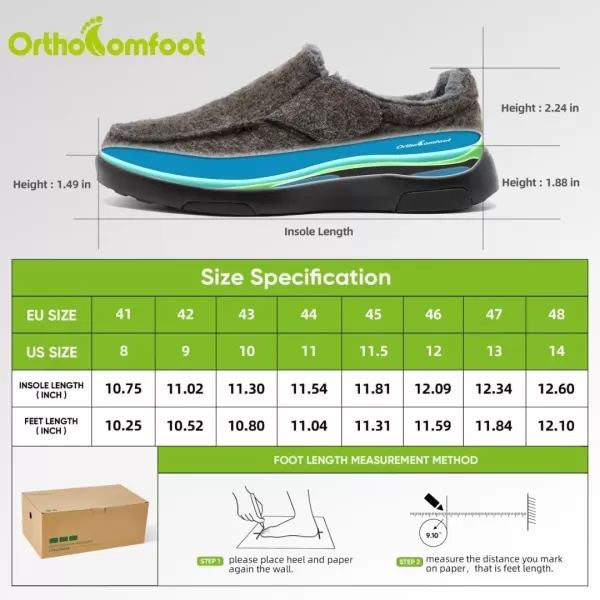 OrthoComfoot Orthopedic Slippers with Arch Support for Mens, Comfortable Plantar Fasciitis House Shoes, Winter Orthotic Moccasin Slip-On for Foot and Heel Pain
