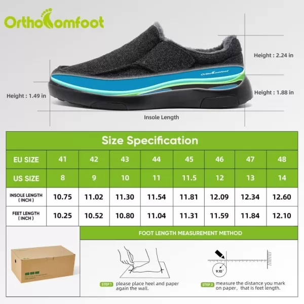 OrthoComfoot Orthopedic Slippers with Arch Support for Mens, Comfortable Plantar Fasciitis House Shoes, Winter Orthotic Moccasin Slip-On for Foot and Heel Pain