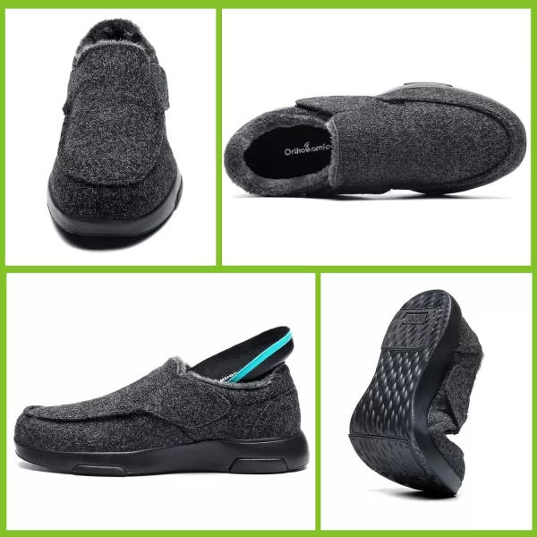 OrthoComfoot Orthopedic Slippers with Arch Support for Mens, Comfortable Plantar Fasciitis House Shoes, Winter Orthotic Moccasin Slip-On for Foot and Heel Pain