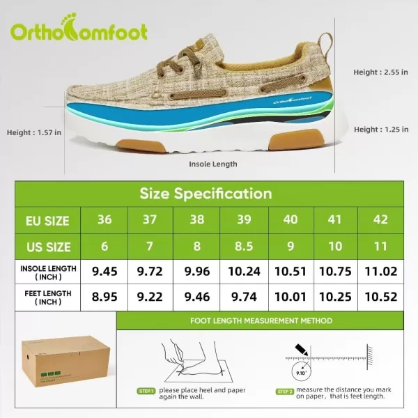 OrthoComfoot Women's Orthopedic Boat Shoes, Comfortable Slip on Shoes with Arch Support, Plantar Fasciitis Casual Deck Loafers for Heel and Foot Pain Relief