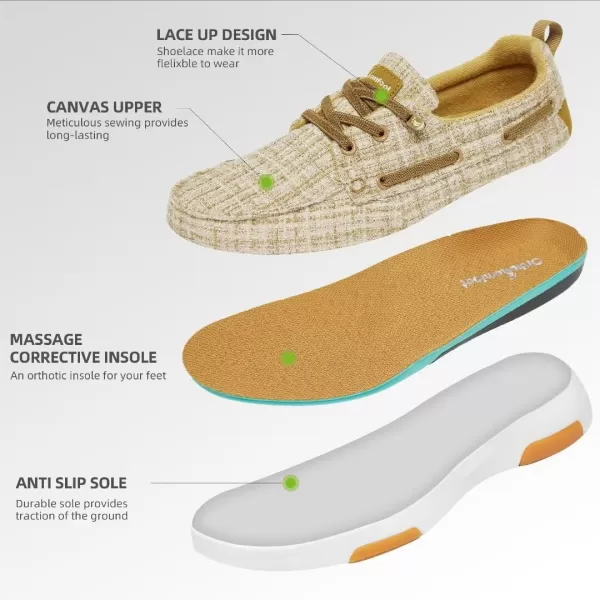 OrthoComfoot Women's Orthopedic Boat Shoes, Comfortable Slip on Shoes with Arch Support, Plantar Fasciitis Casual Deck Loafers for Heel and Foot Pain Relief