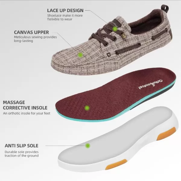 OrthoComfoot Women's Orthopedic Boat Shoes, Comfortable Slip on Shoes with Arch Support, Plantar Fasciitis Casual Deck Loafers for Heel and Foot Pain Relief