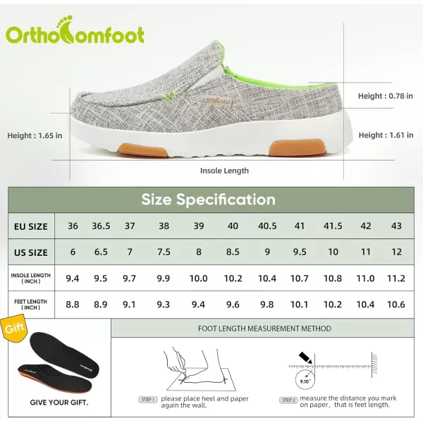 OrthoComfoot Women's Orthopedic Canvas Slip-On Shoes, Comfortable Arch Support Slippers for Plantar Fasciitis, Casual Orthotic Loafers for Foot Heel Pain Relief