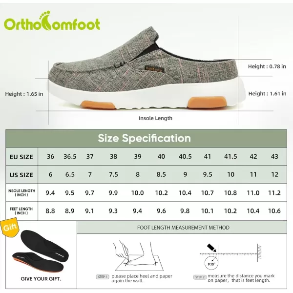 OrthoComfoot Women's Orthopedic Canvas Slip-On Shoes, Comfortable Arch Support Slippers for Plantar Fasciitis, Casual Orthotic Loafers for Foot Heel Pain Relief