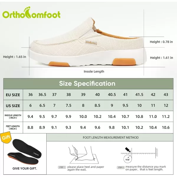 OrthoComfoot Women's Orthopedic Canvas Slip-On Shoes, Comfortable Arch Support Slippers for Plantar Fasciitis, Casual Orthotic Loafers for Foot Heel Pain Relief