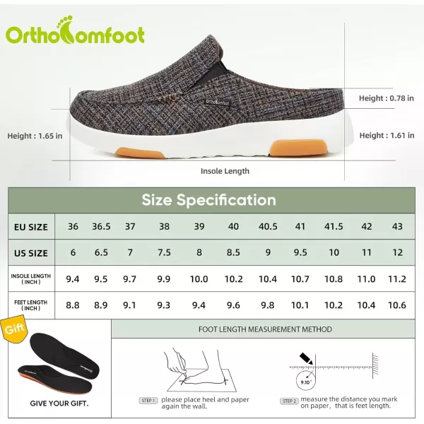 OrthoComfoot Women's Orthopedic Canvas Slip-On Shoes, Comfortable Arch Support Slippers for Plantar Fasciitis, Casual Orthotic Loafers for Foot Heel Pain Relief
