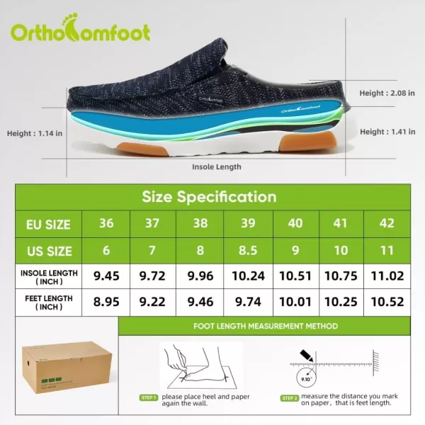 OrthoComfoot Women's Orthopedic Canvas Slip-On Shoes, Comfortable Arch Support Slippers for Plantar Fasciitis, Casual Orthotic Loafers for Foot Heel Pain Relief