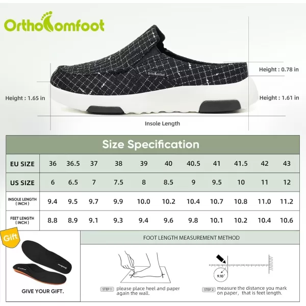 OrthoComfoot Women's Orthopedic Canvas Slip-On Shoes, Comfortable Arch Support Slippers for Plantar Fasciitis, Casual Orthotic Loafers for Foot Heel Pain Relief