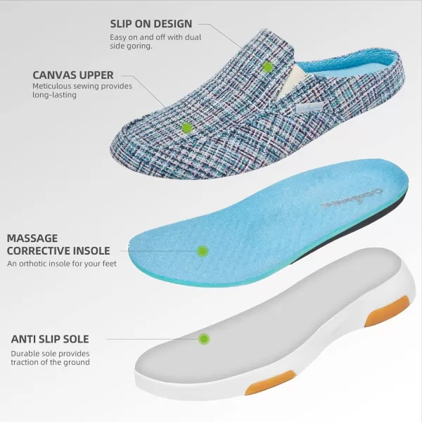 OrthoComfoot Women's Orthopedic Canvas Slip-On Shoes, Comfortable Arch Support Slippers for Plantar Fasciitis, Casual Orthotic Loafers for Foot Heel Pain Relief