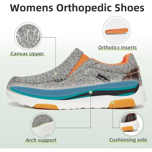 OrthoComfoot Women's Orthopedic Comfortable Walking Shoes, Casual Arch Support Slip-On Shoes for Plantar Fasciitis, Breathable Orthotic Loafers for Foot and Heel Pain Relief