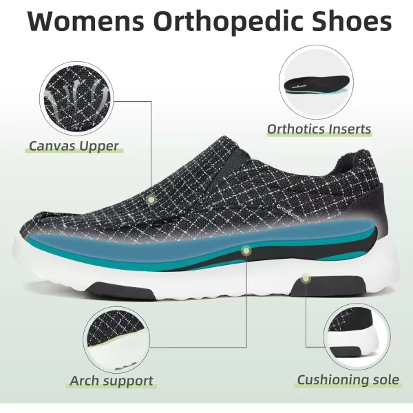 OrthoComfoot Women's Orthopedic Comfortable Walking Shoes, Casual Arch Support Slip-On Shoes for Plantar Fasciitis, Breathable Orthotic Loafers for Foot and Heel Pain Relief