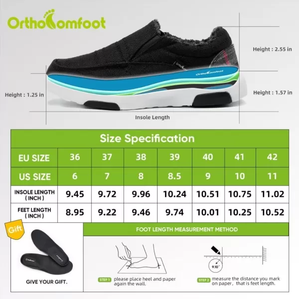 OrthoComfoot Women's Orthopedic Comfortable Walking Shoes, Casual Arch Support Slip-On Shoes for Plantar Fasciitis, Breathable Orthotic Loafers for Foot and Heel Pain Relief)