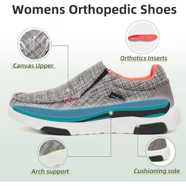 OrthoComfoot Women's Orthopedic Cushioned Slip-On Shoes, Comfortable Plantar Fasciitis Loafers with Arch Support, Casual Orthotic Driving Shoes for Foot and Heel Pain Relief