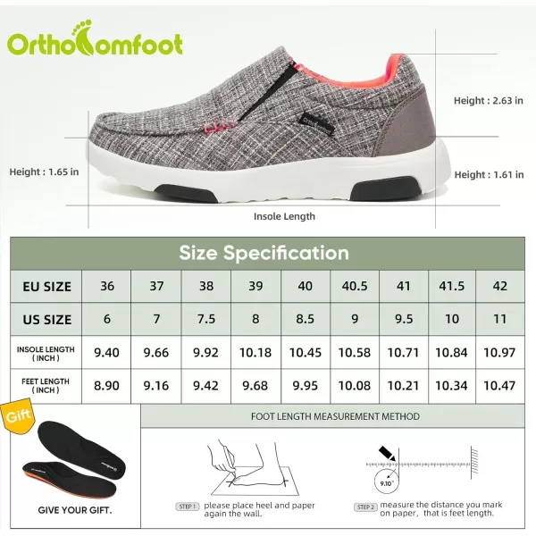 OrthoComfoot Women's Orthopedic Cushioned Slip-On Shoes, Comfortable Plantar Fasciitis Loafers with Arch Support, Casual Orthotic Driving Shoes for Foot and Heel Pain Relief