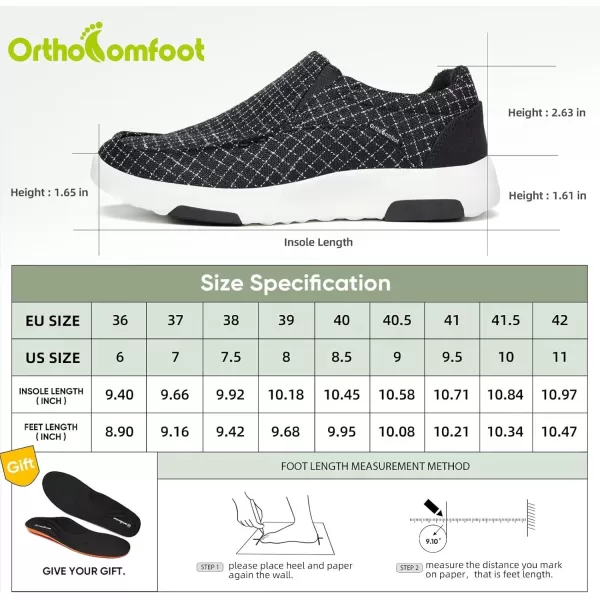 OrthoComfoot Women's Orthopedic Cushioned Slip-On Shoes, Comfortable Plantar Fasciitis Loafers with Arch Support, Casual Orthotic Driving Shoes for Foot and Heel Pain Relief