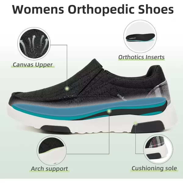 OrthoComfoot Women's Orthopedic Cushioned Slip-On Shoes, Comfortable Plantar Fasciitis Loafers with Arch Support, Casual Orthotic Driving Shoes for Foot and Heel Pain Relief