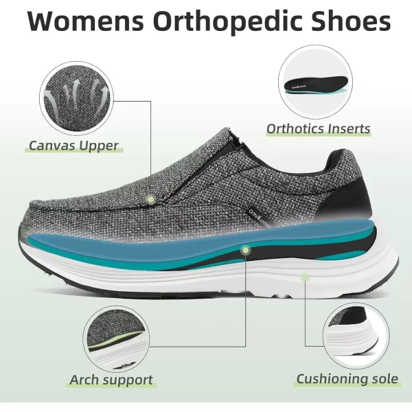 OrthoComfoot Women's Orthopedic Cushioned Slip-On Shoes, Comfortable Plantar Fasciitis Loafers with Arch Support, Casual Orthotic Driving Shoes for Foot and Heel Pain Relief