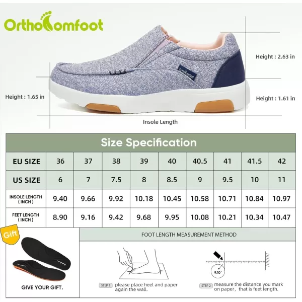 OrthoComfoot Women's Orthopedic Cushioned Slip-On Shoes, Comfortable Plantar Fasciitis Loafers with Arch Support, Casual Orthotic Driving Shoes for Foot and Heel Pain Relief