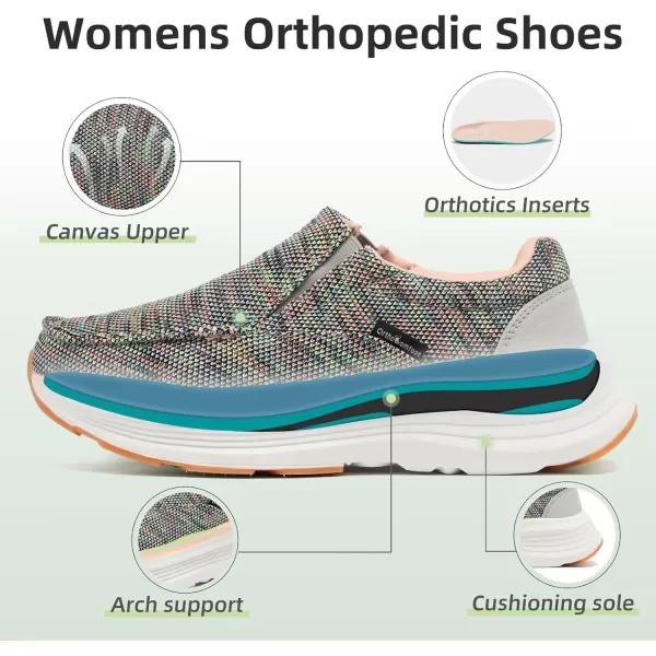 OrthoComfoot Women's Orthopedic Cushioned Slip-On Shoes, Comfortable Plantar Fasciitis Loafers with Arch Support, Casual Orthotic Driving Shoes for Foot and Heel Pain Relief