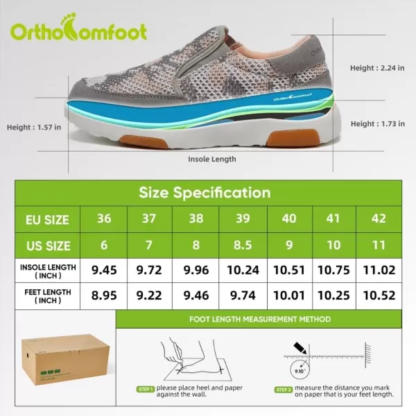 OrthoComfoot Women's Orthopedic Cushioned Slip-On Shoes, Comfortable Plantar Fasciitis Loafers with Arch Support, Casual Orthotic Driving Shoes for Foot and Heel Pain Relief
