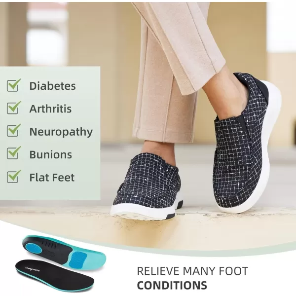 OrthoComfoot Women's Orthopedic Cushioned Slip-On Shoes, Comfortable Plantar Fasciitis Loafers with Arch Support, Casual Orthotic Driving Shoes for Foot and Heel Pain Relief