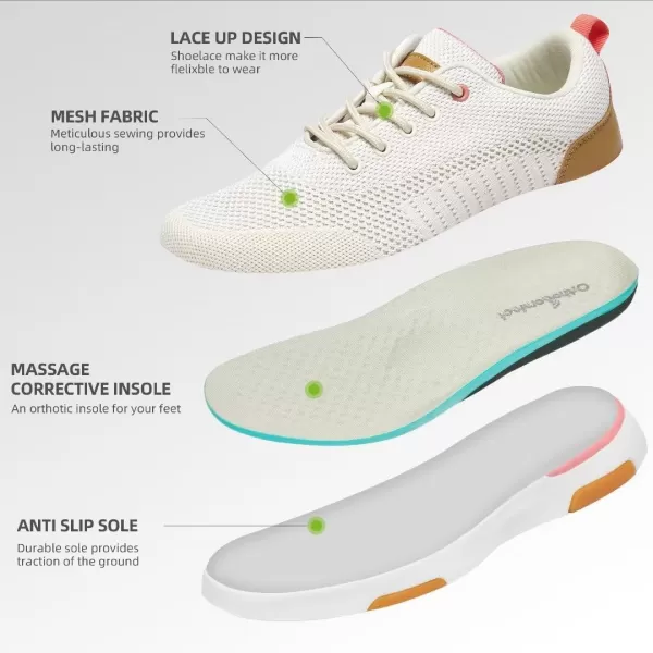 OrthoComfoot Womens Orthopedic Ultralight Fashion Sneakers, Arch Support Lace Up Walking Shoes for Plantar Fasciitis, Comfortable Supportive Casual Sneakers for Foot and Heel Pain Rlief