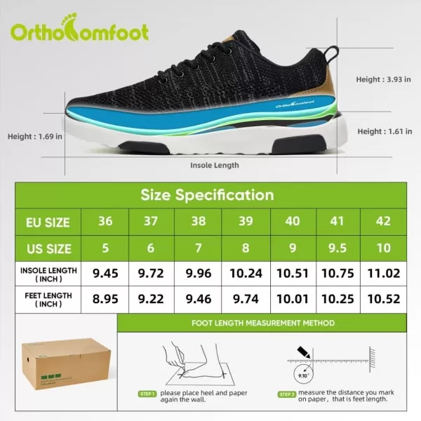 OrthoComfoot Womens Orthopedic Ultralight Fashion Sneakers, Arch Support Lace Up Walking Shoes for Plantar Fasciitis, Comfortable Supportive Casual Sneakers for Foot and Heel Pain Rlief