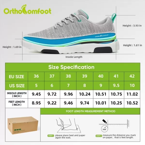 OrthoComfoot Womens Orthopedic Ultralight Fashion Sneakers, Arch Support Lace Up Walking Shoes for Plantar Fasciitis, Comfortable Supportive Casual Sneakers for Foot and Heel Pain Rlief
