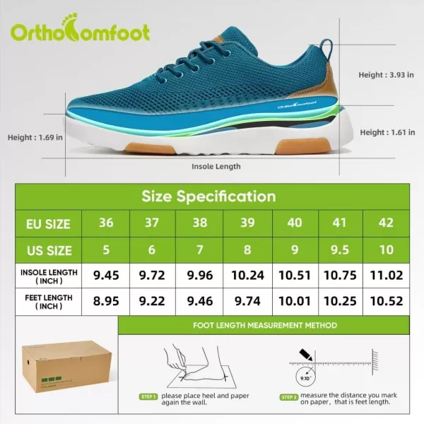 OrthoComfoot Womens Orthopedic Ultralight Fashion Sneakers, Arch Support Lace Up Walking Shoes for Plantar Fasciitis, Comfortable Supportive Casual Sneakers for Foot and Heel Pain Rlief