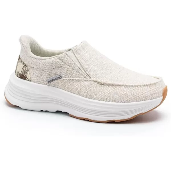 OrthoComfoot Orthopedic Hands Free Slip Ins Loafers for Womens, Comfortable Orthotic Walking Shoes with Arch Support for Plantar Fasciitis, Canvas Thick Sole Loafers for Foot and Heel Pain Relief
