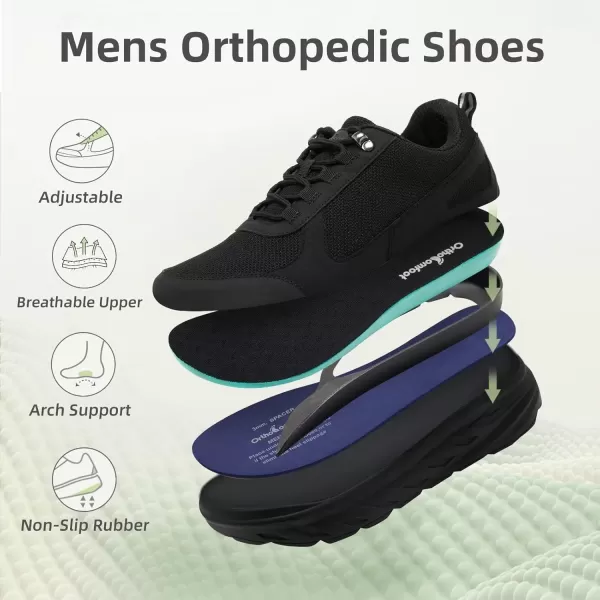 OrthoComfoot Orthopedic Shoes for Mens Wide Width Toe Box, Comfortable Diabetic Fashion Sneakers with Arch Support, Casual Plantar Fasciitis Hammer Toes Shoes for Foot and Heel Pain Relief