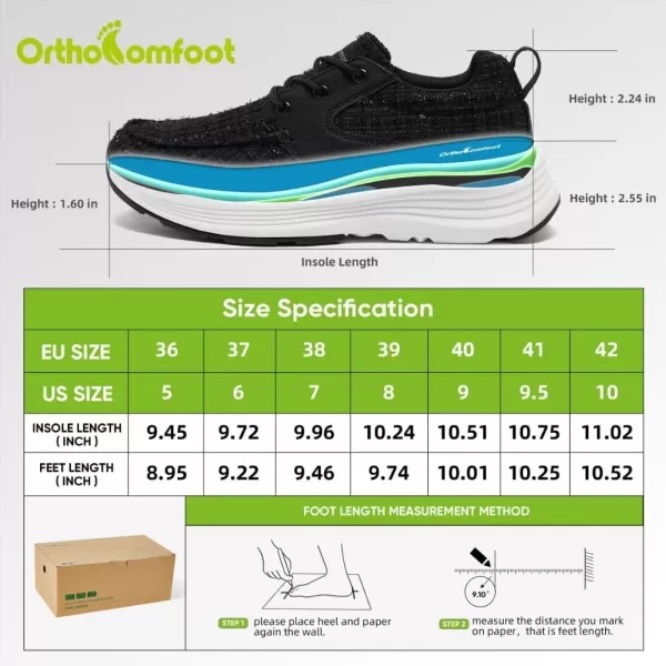 OrthoComfoot Women's Orthopedic Breathable Sneakers, Cushioned Arch Support Walking Shoes for Plantar Fasciitis, Orthotic Soft Casual Fashion Sneakers for Ankle and Foot Pain Relief