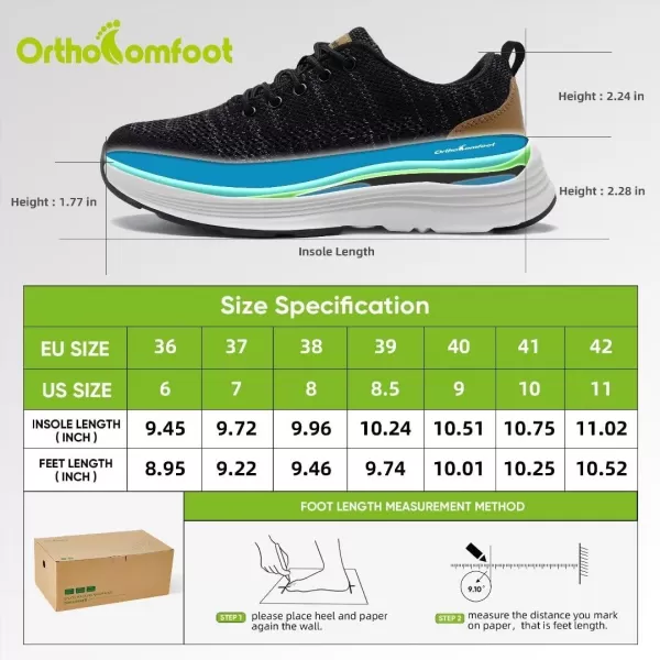 OrthoComfoot Women's Orthopedic Breathable Sneakers, Cushioned Arch Support Walking Shoes for Plantar Fasciitis, Orthotic Soft Casual Fashion Sneakers for Ankle and Foot Pain Relief