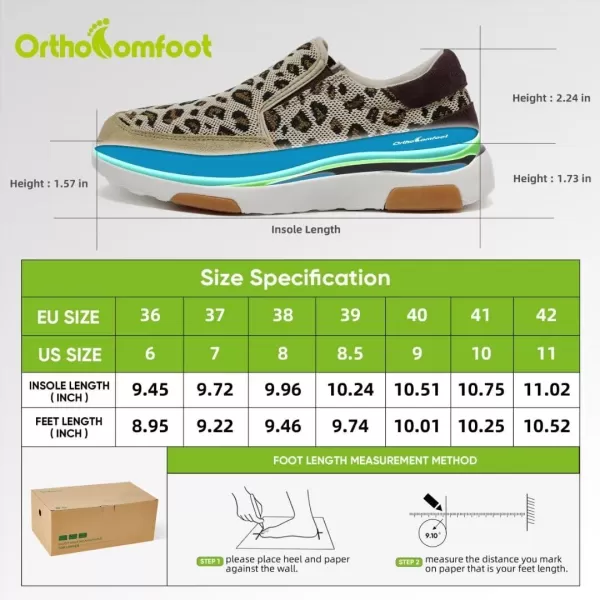 OrthoComfoot Women's Orthopedic Comfortable Walking Shoes, Casual Arch Support Slip-On Shoes for Plantar Fasciitis, Breathable Orthotic Loafers for Foot and Heel Pain Relief