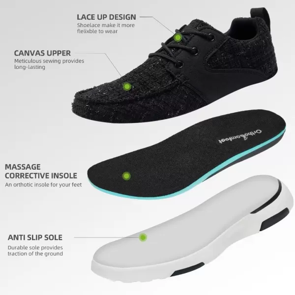 OrthoComfoot Women's Orthopedic Comfortable Walking Sneakers, Adjustable Arch Support Canvas Shoes for Plantar Fasciitis, Cushioned Driving Shoes for Foot and Ankle Pain