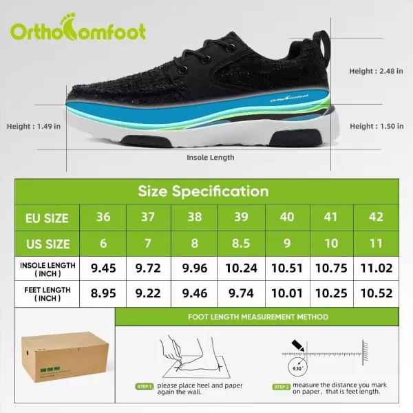 OrthoComfoot Women's Orthopedic Comfortable Walking Sneakers, Adjustable Arch Support Canvas Shoes for Plantar Fasciitis, Cushioned Driving Shoes for Foot and Ankle Pain